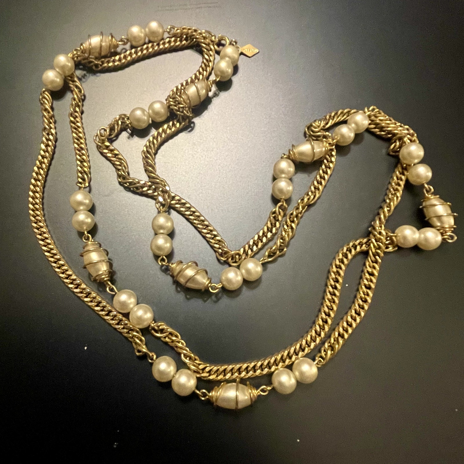Sarah Coventry Gold Tone Necklace With Caged Lucite Pearls